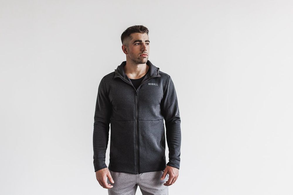 NOBULL Men's Performance Zip-Up Hoodie - Graphite - Ireland (2940QHOZX)